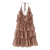 Vestido da Marca Z Atacado Transfronteiriço Camada Decorativa Decote Halter Transparente Estilo Europeu e Americano Comércio Exterior Zr Sexy Za