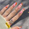 LiquidaçãoUnhas Postiças Cor Laranja Estilo Francês Realçadoras de Cor, Manicure Pérola Sereia, Unhas Postiças Simples Curtas em Formato Amêndoa