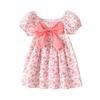 Vestido para Niña Estilo Nuevo 2026 Mangas Abullonadas Florales Vestido de Princesa para Niños Vestido Corto de Manga Corta de Verano para Bebé Niña