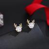 Um cervo tem você brincos de fulvo femininos 925 prata pino bonito diamante brincos da moda moderno alce ano novo