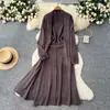 Estilo Preguiçoso Casual de Alta Qualidade Solto Cardigan Longo Jaqueta + Conjunto de Vestido Longo de Tricô Slim