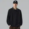 Sudadera casual de peso pesado para hombre, manga larga, con cuello, color liso, bordada, nueva para otoño 2026, marca moderna para adolescentes
