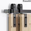 Puerta de doble fila de vía única de derivación puerta superpuesta puerta corredera rueda colgante riel colgante puerta de granero riel deslizante accesorios de herrajes para puerta de granero