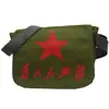 Bolsa de lona con logo mochila para actividades bolsa conmemorativa roja sirviendo al pueblo bolsa militar de cinco estrellas bolsa de mensajero al hombro