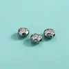Plata de Ley S925 Cuentas Espaciadoras Martilladas Pan Cuentas Sueltas Accesorios Pulsera de Cuerda Hecha a Mano DIY Pulsera de Cristal Joyería con Cuentas