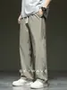 Pantalones Casuales Rectos de Seda Helada Nuevos de Verano 2025 para Hombre, Simples Versátiles Sueltos Talla Grande Delgados de Pierna Ancha Deportivos Largos