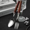 Estilo Japonês Retro Faca e Garfo Madeira Maciça Bife Talheres Faca Doméstica e Garfo Colher 304 Aço Inoxidável Estilo Ocidental Faca Garfo de Frutas Colher de Chá
