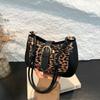 Bolsa de ombro portátil vintage para viagem 2024 outono e inverno nova estampa de leopardo bolsa de mão simples texturizada da moda para mulheres