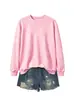 Fabricantes un gran número de punto Amazon deseo transfronterizo moda color liso cuello redondo jersey suéter manga larga holgado ropa de mujer