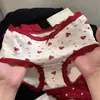 Calzones Rojos de Dibujos Animados Estilo Japonés Lindos del Año Zodiacal para Mujer, de Cintura Media Festivos de Boda Año Nuevo de Encaje Algodón Calzones para Mujer