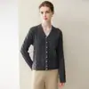 Nuevo Estilo Otoño/Invierno 2026 Cárdigan 100% Cachemira Pura para Mujer, Cuello en V, Tejido de Trenzas, Engrosado, Elegante, con Botones de Perla
