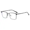 Gafas de moda de medio marco para negocios, cara grande de hombre, retro, anti-luz azul, lente plana, se pueden equipar con el número de fabricantes de moda al por mayor