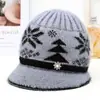 Gorro de invierno para mujeres de mediana edad y mayores, gorro de punto cálido y resistente al frío con ala ancha, adecuado para abuelas y mujeres mayores
