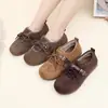 Outono e Inverno Novos Tênis de Treino Alemães Retrô Femininos Planos com Cadarço Boca Rasa Solado Macio Casuais Versáteis Sapatos Femininos Acolchoados Quentes de Algodão