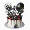 Topper para pastel de feliz cumpleaños color oro rosa transfronterizo, banderín, globo, juego de pentagrama, decoración con polvo de brillantina, 12 piezas