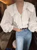 Ins2026 Coreana Nuevas Llegadas de Principios de Primavera Estilo Coreano Versátil Resistente Nicho Solapa Grande Bordada Jacquard Camisa para Mujer