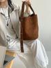 Bolso de mano Otoño e Invierno Coreano Gran Capacidad Nuevo para Mujer Bolso de Hombro Único de Gamuza Cilíndrico Simple Nicho Bolso Cubo de Viaje