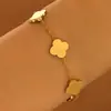 Pulsera de Acero Inoxidable para Mujer con Trébol, Circonita y Acero de Titanio, Suministro Exclusivo Transfronterizo, Joyería de Trébol en Stock para Venta al por Mayor