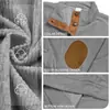 Prenda de punto de cuello alto para otoño e invierno transfronteriza, pana con detalles de cuero, sudadera de color liso, top casual a rayas para hombre estilo europeo y americano