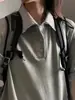 Camiseta de Manga Corta a Rayas con Cuello Polo Falsa de Dos Piezas Estilo High Street Americano para Hombre, Diseño Holgado, Top Versátil Casual de Nicho
