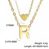 Collar de acero inoxidable de doble capa con cadena de corazón dorado, estilo sencillo y moderno, para mujer.