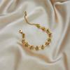 Pulsera Minimalista Estilo Europeo y Americano de Acero Inoxidable Chapado en Color Oro de 18K de Larga Duración para Mujer, Pulsera de Moda Trenzada de Moda Trendy Estilo Ins