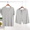 Conjunto de Pijama de Seda Helada y Modal para Hombre de Verano, Talla Grande, Corte Holgado, Manga Corta, Pantalón Corto, Estilo Delgado, Ropa de Casa, Casual de Manga Corta