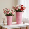Balde de Flores para el Hogar Estilo Nórdico, Balde de Flores Frescas para Floristería, Cubo Decorativo de Lata, Balde Profundo para Arreglos Florales, Jarrón Grande