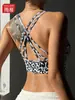 Sujetador Deportivo Transfronterizo Estilo Europeo y Americano con Doble Tirante para Mujer, Nuevo Estampado de Leopardo, Hermosa Espalda, Camiseta sin Mangas tipo Bra de Yoga con Almohadillas en el Pecho, Ropa para Fitness