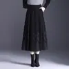 Saia Midi Estampada de Outono Feminina 2026 Nova Cintura Alta Emagrecedora Plissada Linha A Comprimento Médio Retro Saia Guarda-chuva