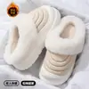 Pantuflas de Algodón con Suela Gruesa para Mujer 2026 Nuevo Invierno para Interiores Hogar Antideslizantes Cálidas con Forro de Terciopelo Puntera Cerrada de Piel para Hombre
