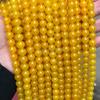 Pulseira de calcedônia com contas redondas de ágata amarela 7A da Jingde Jewelry, acessórios semiacabados para joias faça você mesmo, contas a granel em estoque, atacado