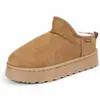 Botas de nieve de media caña con suela gruesa de invierno para mujer, estilo de comercio exterior, forradas de felpa y engrosadas, con diseño de punta cerrada, fáciles de poner, cálidas y mullidas