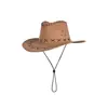 Chapéu de Caminhada Estilo Cowboy Ocidental para Mulheres, Estilo Deserto de Verão, Viagem a Sichuan, Aba Larga, Secagem Rápida, Circunferência da Cabeça Grande, Proteção Solar, Chapéu de Pescador