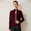 Suéter de Lana Merino Fina 2026 Otoño/Invierno Nuevo para Mujer Ajustado Elegante de Cuello Medio Alto Cardigan con Cremallera