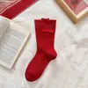 [7A antibacteriano] Calcetines de algodón rojo festivos de Año Nuevo calcetines de tubo sin costuras antibacterianos de ramio este año calcetines de algodón transpirables para mujer