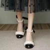 2025 Nuevo Estilo de Verano Moda Francesa Tacones Altos Tacón Grueso para Mujer Elegantes Tacones Altos Mary Jane Zapatos Personalizados