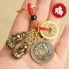 Pingente Pixiu de Liga, Chaveiro dos Doze Signos do Zodíaco, Carta da Sorte, Moedas dos Cinco Imperadores, Pingente para Chaveiro de Carro Pixiu