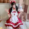 Traje Original de Exportación Japonesa Lolita Color Vino Tinto Cruzado de Sirvienta Cos Suit Falda de Sirvienta Vestido de Jefa para Mujer