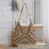 Bolsa de Palha, Tecida à Mão, Simples e Versátil, Bolsa Tote de Palha de Ombro Único, Bolsa Tecida Estilo Floresta para Deslocamento Literário e Viagem