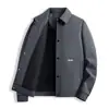 Moda Outono Inverno 2024 Xadrez Lapela Negócios Roupa Masculina Jaqueta Executiva Camisa Social Masculina Gola Manga Longa Jaqueta com Algodão