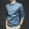 8012 Suministro Exclusivo Transfronterizo desde Fábrica Original [Diseño de Cuello con Cremallera] Camisa Polo de Manga Larga de Color Sólido para Hombre Otoño/Invierno