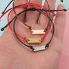 Pulsera tejida con colgante largo de acero inoxidable brillante grabado DIY transfronterizo para regalo de pareja, novias, cuerda de mano ajustable