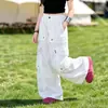 Mono Blanco para Niñas Pantalones de Pierna Ancha Verano 2026 Nuevas Llegadas Niños Grandes Pantalones Casuales Holgados Estudiantes de Secundaria Pantalones Delgados