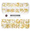 Accesorios para Uñas Tachuelas Metálicas Huecas Estilo Japonés Rhinestones de Colores con Base Plana Caja de Tiras Largas Set Mixto para Uñas Set Completo