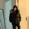 Chaqueta de Algodón con Capucha de Moda para Mujer, Cálida Versátil Suelta Casual para Otoño e Invierno, Chaqueta Acolchada de Pareja con Cuello de Piel