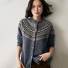 Suéter de Cashmere Retro com Gola Redonda Fair Isle para Mulheres 2025 Outono e Inverno Novo Estilo Preguiçoso Estilo Étnico Cardigan Top Tricotado Jacquard