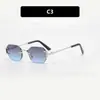 Nuevas gafas de sol multimetal sin montura, gafas de sol personalizadas de montura pequeña estilo callejero para celebridades de internet, gafas de sol de protección solar para chicas populares europeas y americanas