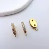 Contas Espaçadoras Ovais de Duas Fileiras com Zircônia Microincrustada em Cobre Banhado a Ouro para Pulseiras de Pérolas Artesanais DIY, Colares e Joias com Contas Espaçadoras
