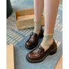 Mocasines de Cuero Suave con Suela Gruesa para Mujeres de Baja Estatura, Nuevos Zapatos de Cuero Camelia Otoño e Invierno 2026 con Forro de Felpa y Zapatos de Plataforma Elevadores para Mujer